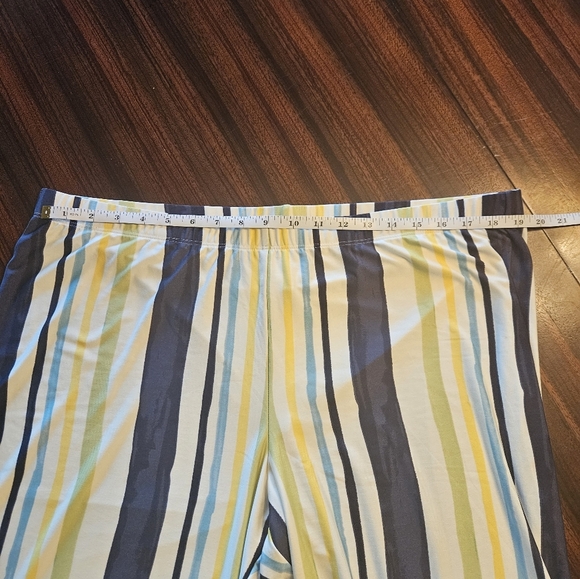 Serengeti Plus 1X Blue Yellow Stripe Wide Leg Pull On Pants NWOT Coastal Grandma - Picture 5 of 10